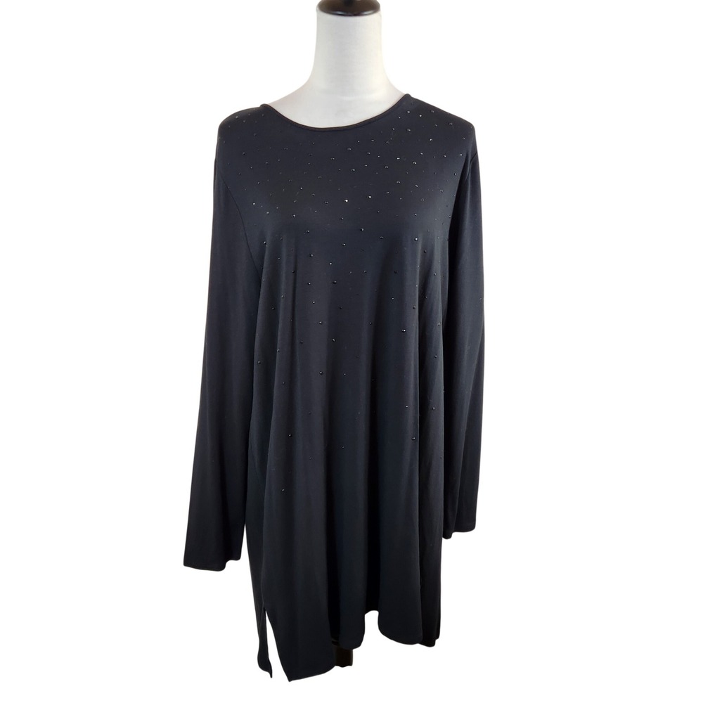 J. Jill Wearever Collection Black Embellished Tunic Top Mini Dress XL‎ New NWT